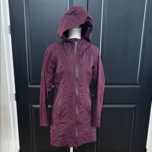 Lululemon Athletica Maroon Hooded Trench Coat